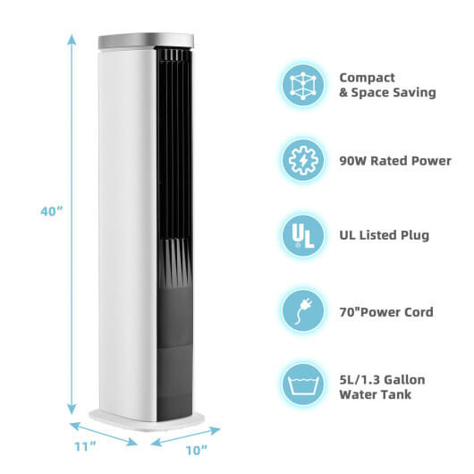 3-In-1 Portable Evaporative Air Cooler with Timer-White B593-ES10101US