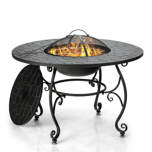 35.5 Feet Patio Fire Pit Dining Table With Cooking BBQ Grate B593-OP70941