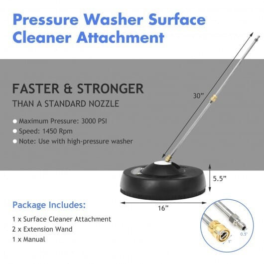 16 Inch Pressure Washer with 2 Spray Nozzles and 1/4-inch Quick-connect Extension Wands B593-CL11872