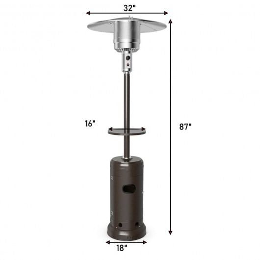 Outdoor Heater Propane Standing LP Gas Steel with Table & Wheels-Brown - Color: Brown D681-HW61848CP