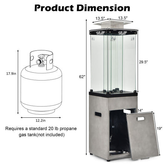 41 000 BTU Propane Patio Heater with Metal Hood-Gray - Color: Gray D681-NP11219US-GR