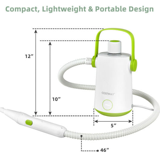 1000W Multifunction Portable Hand-held Steam Cleaner with 10 Accessories-Green - Color: Green D681-ES10095US-LS