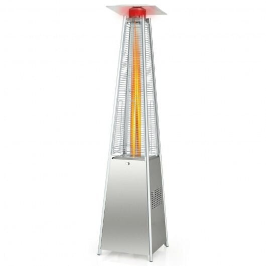 42000 BTU Pyramid Patio Heater with Wheels - Color: Silver D681-NP10129