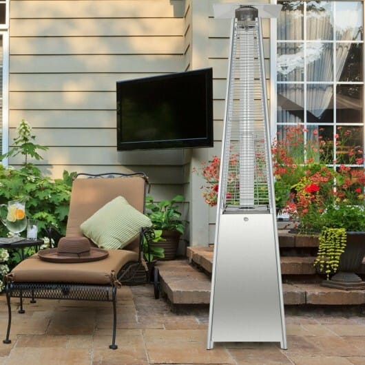 42000 BTU Pyramid Patio Heater with Wheels - Color: Silver D681-NP10129