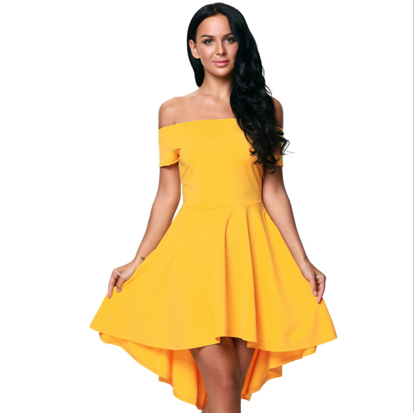 Amazon explosion sexy dress word collar short-sleeved long skirt strapless evening dress summer Eur Q119-CJNSSYLY01522
