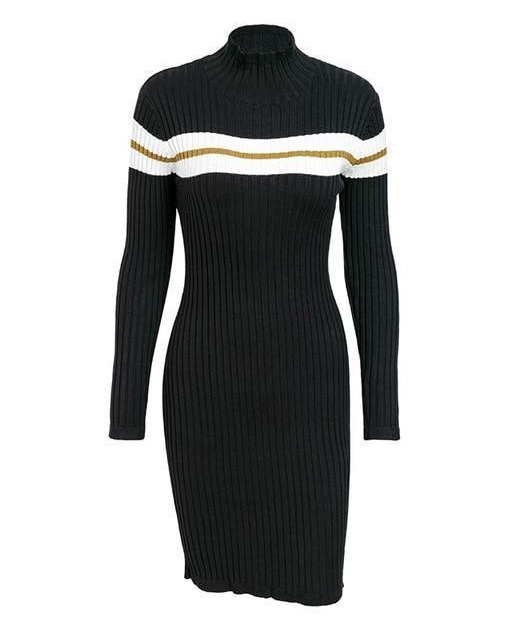 Sexy Slim Joker Long Sleeve Turtleneck Knit Dress Autumn and Winter Skirt Q119-CJNSSYLY01068