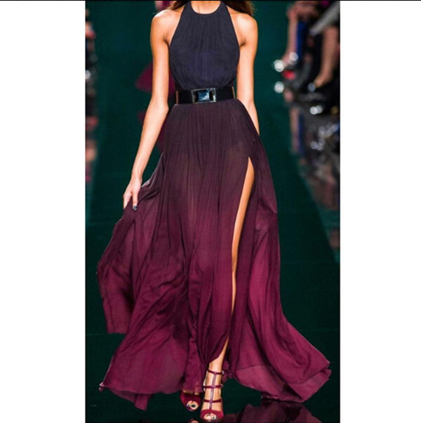 2016 AliExpress ebay hanging neck split dress female new European and American fashion rendering sl Q119-CJNSSYLY01763