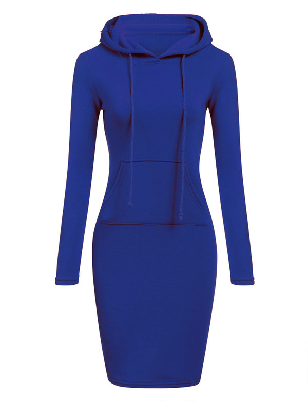 Color: Royal Blue, size: M - Hooded lace-up pocket long-sleeved sweater Q119-CJNSSYLY00927-Royal Blue-M