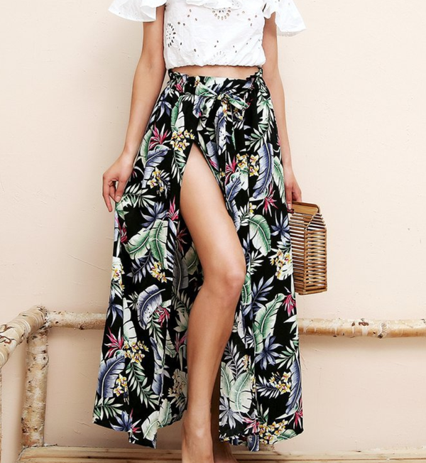 Color: Black, Size: S - Printed long skirt Q119-CJNSSYLY02062-Black-S