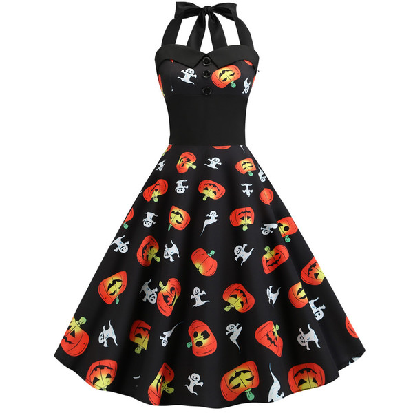 Halter print large swing sexy dress Q119-CJNSSYLY02433