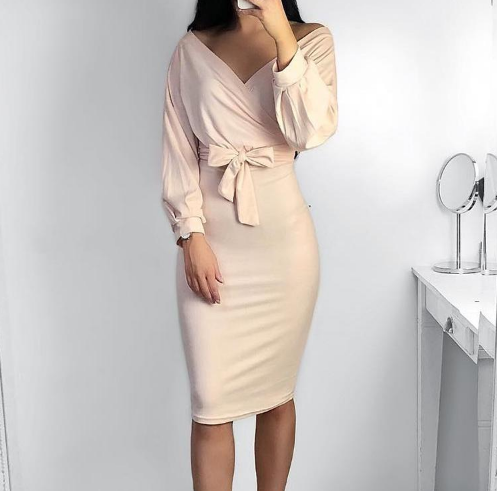 Deep V strapless hip dress Q119-CJNSSYLY02571