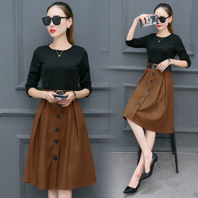 Cultivate one's morality Fake two piece Medium long dress Q119-CJNSSYLY00708