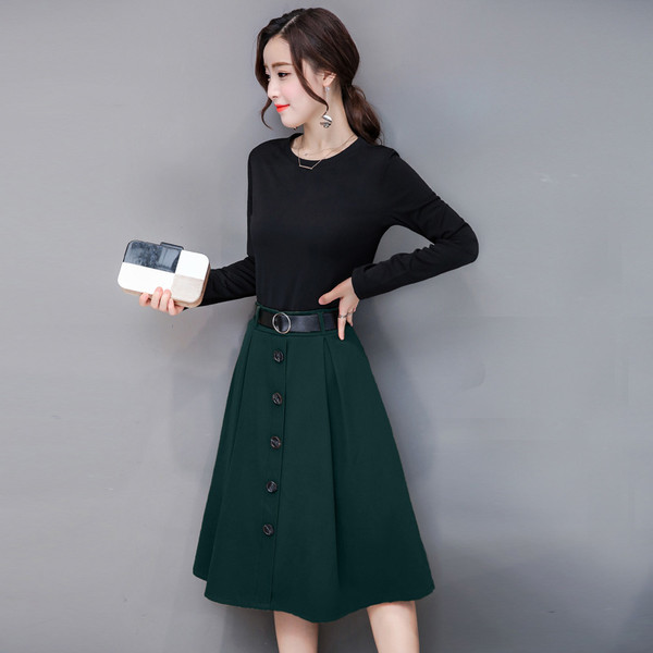 Cultivate one's morality Fake two piece Medium long dress Q119-CJNSSYLY00708