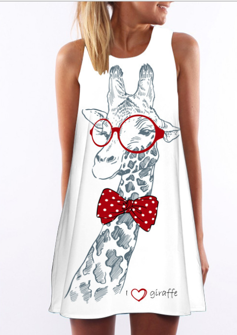 Style: Giraffe, Size: S - Rimiut New Arrival Women's 3D Owl Printing Cartoon Animal Pattern Printed Q119-CJNSSYLY00312-Giraffe-S
