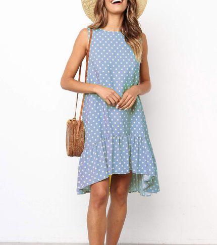 Color: Blue, Size: L - Ruffled sleeveless strapless skirt Q119-CJNSSYLY02156-Blue-L