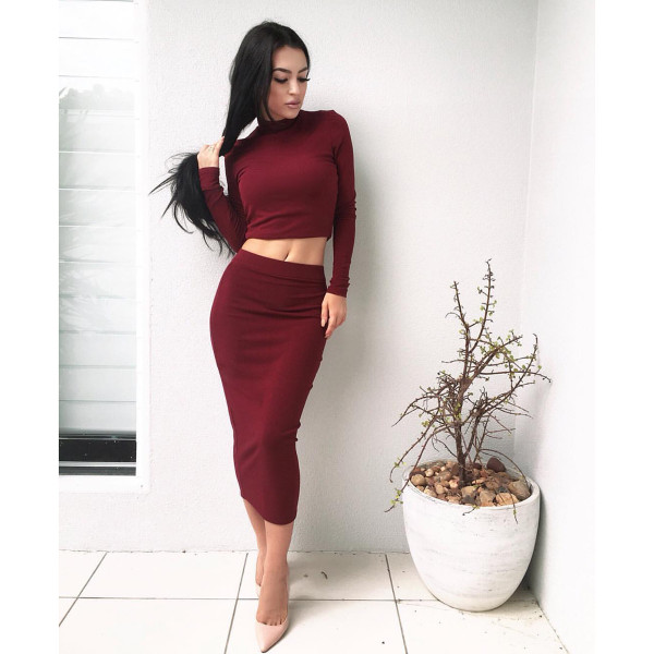 Long sleeve high collar two piece set Q119-CJNSSYLY02520