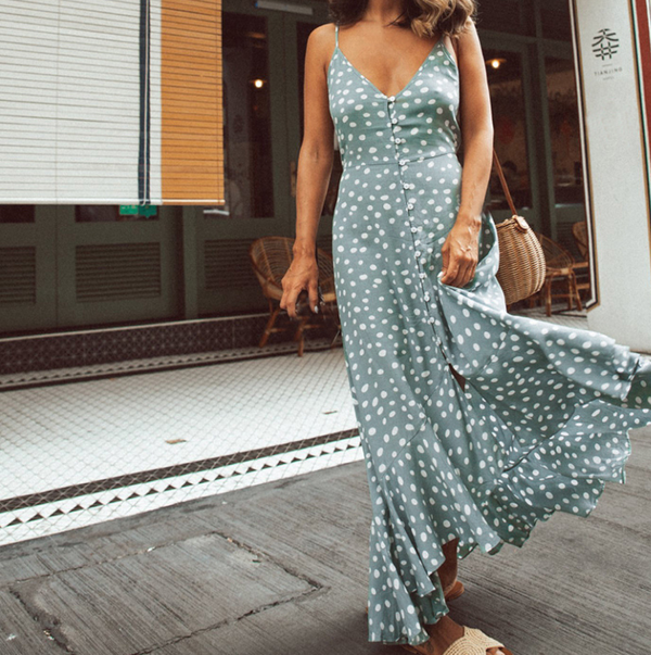 Polka dot ruffled print dress Q119-CJNSSYLY02014