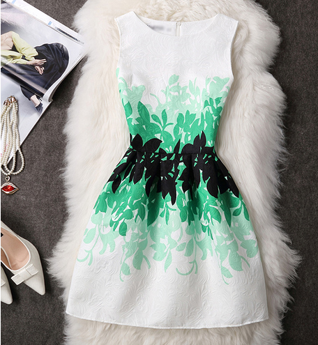 Autumn Winter Elegant Sexy Casual Floral Dress Vintage Sleveeless Party Dresses Q119-CJNSSYLY00879