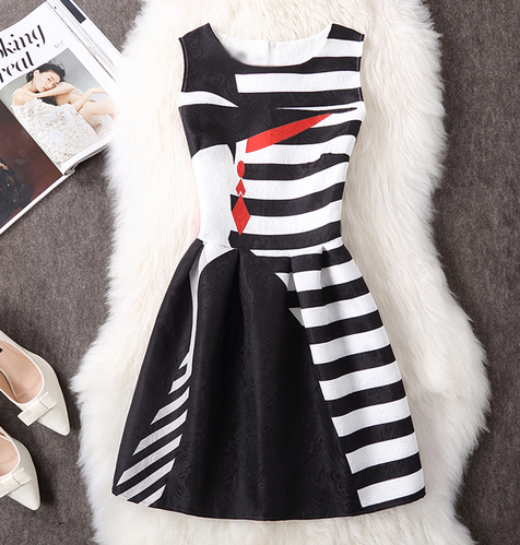 Autumn Winter Elegant Sexy Casual Floral Dress Vintage Sleveeless Party Dresses Q119-CJNSSYLY00879