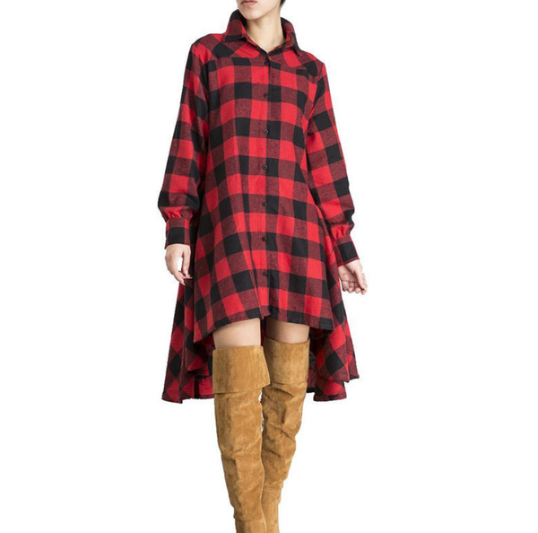 Long sleeve plaid irregular foreign trade dress fashion loose women's clothing Q119-CJNSSYLY02020