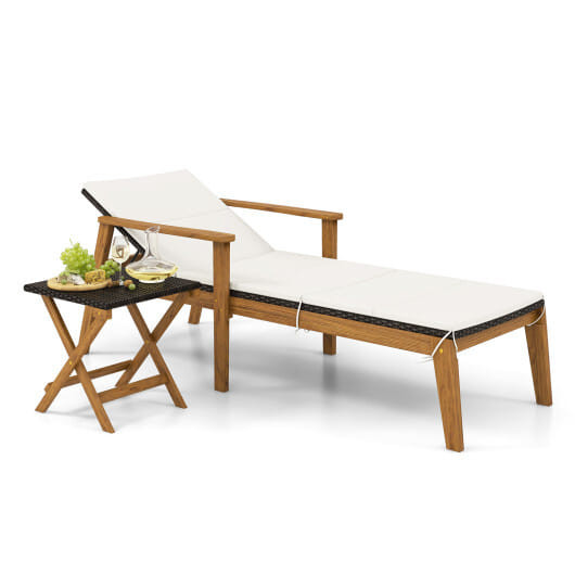 2 Piece Outdoor Chaise Lounge Chair Set Rattan Patio Chaise with Armrests D681-HW72138-2