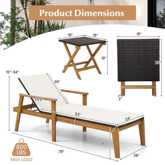 2 Piece Outdoor Chaise Lounge Chair Set Rattan Patio Chaise with Armrests D681-HW72138-2