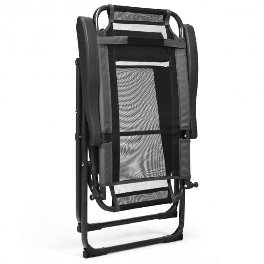 4 Pieces Patio Garden Adjustable Reclining Folding Chairs with Headrest-Gray - Color: Gray D681-OP70270GR-4