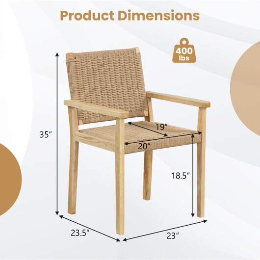 Indoor Outdoor Wood Chair Set of 2-Natural - Color: Natural D681-JV11136NA