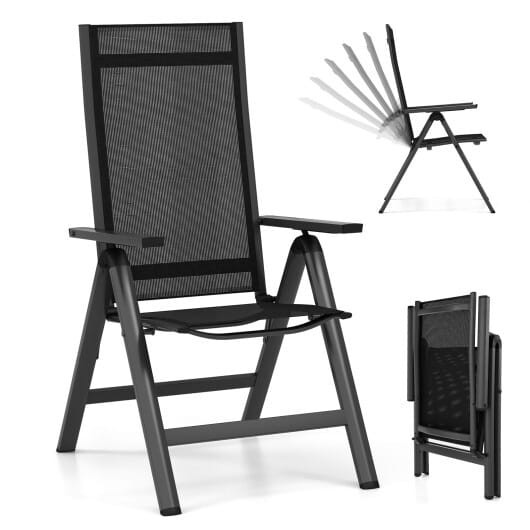 Outdoor Dining Chair with Soft Padded Seat and 7-Position Adjustable Backrest Set of 2-Black - Colo D681-NP11443DK-2