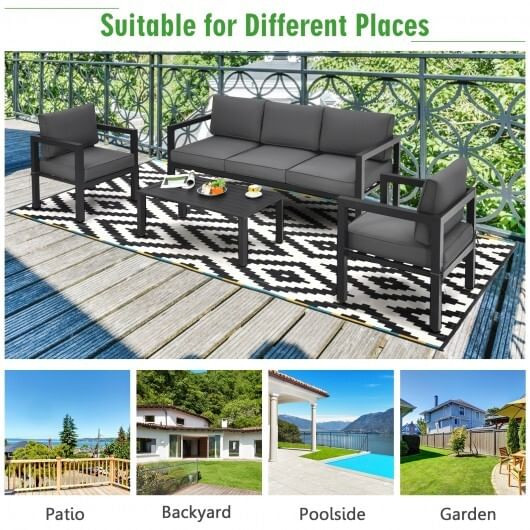 4 Pieces Outdoor Furniture Set for Backyard and Poolside-Gray - Color: Gray D681-NP10109WL-GR