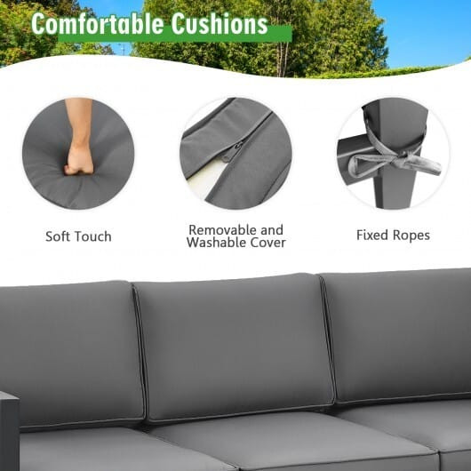 4 Pieces Outdoor Furniture Set for Backyard and Poolside-Gray - Color: Gray D681-NP10109WL-GR