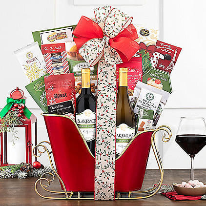 Blakemore Winery Duet: Holiday Sleigh Wine Basket Z954-WC-728