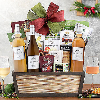 Steeplechase White & Rose Trio: Wine Gift Basket Z954-WC-794