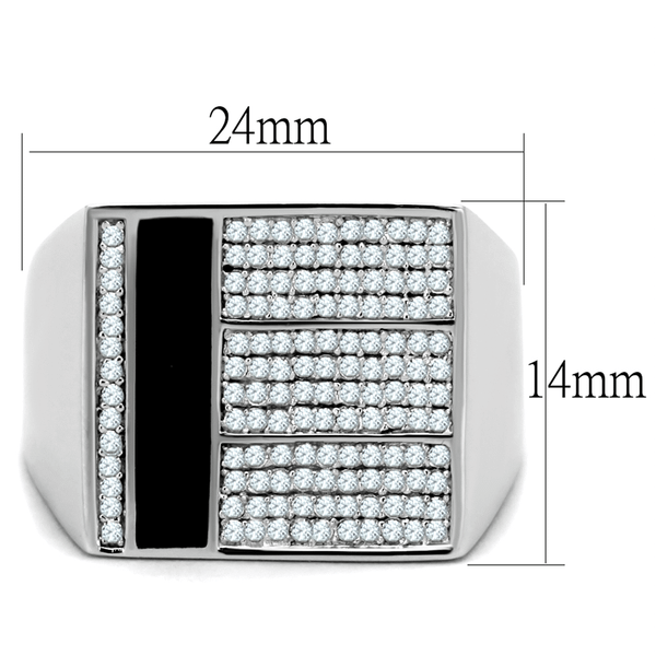 TS222 - Rhodium 925 Sterling Silver Ring with AAA Grade CZ  in Clear A874-TS222