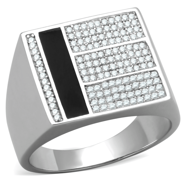 TS222 - Rhodium 925 Sterling Silver Ring with AAA Grade CZ  in Clear A874-TS222