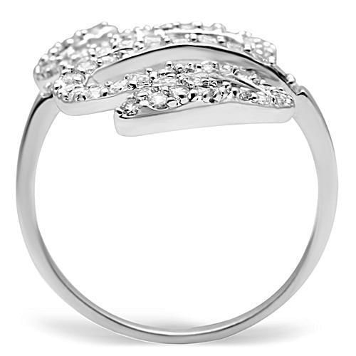 3W138 - Rhodium Brass Ring with AAA Grade CZ  in Clear A874-3W138