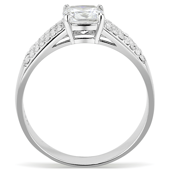 DA020 - High polished (no plating) Stainless Steel Ring with Cubic  in Clear A874-DA020