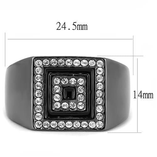 TK3220 - IP Light Black  (IP Gun) Stainless Steel Ring with Top Grade Crystal  in Clear A874-TK3220