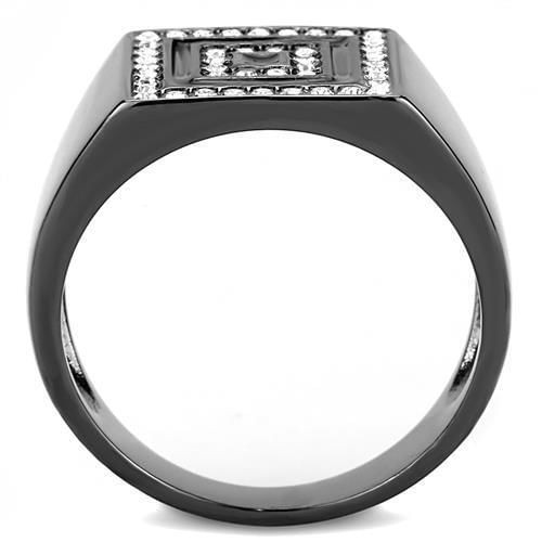TK3220 - IP Light Black  (IP Gun) Stainless Steel Ring with Top Grade Crystal  in Clear A874-TK3220