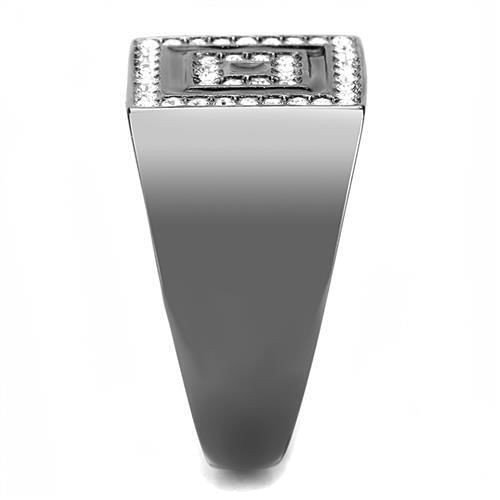 TK3220 - IP Light Black  (IP Gun) Stainless Steel Ring with Top Grade Crystal  in Clear A874-TK3220
