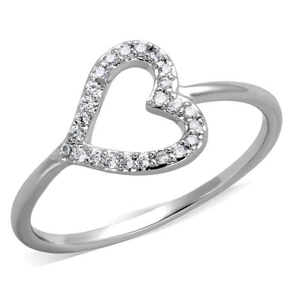 3W866 - Rhodium Brass Ring with AAA Grade CZ  in Clear A874-3W866