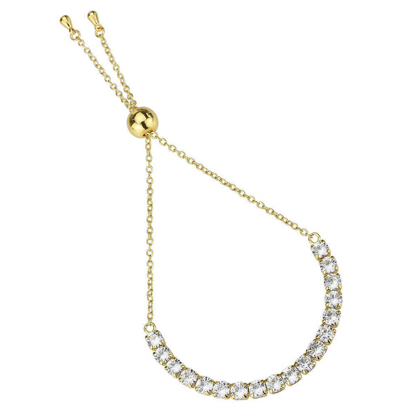 3W1665 - Gold Brass Bracelet with AAA Grade CZ in Clear A874-3w1665