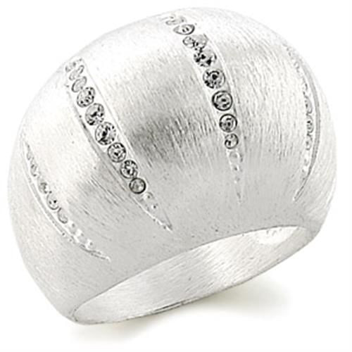 9W177 - Silver Brass Ring with Top Grade Crystal  in Clear A874-9W177