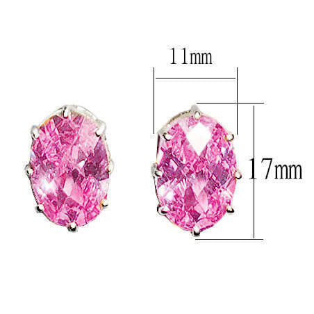 LOAS1369 - Sterling Silver Earrings with AAA Grade CZ in Pink A874-loas1369