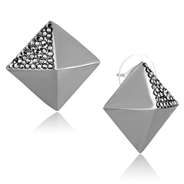 LO3283 - Ruthenium Brass Earrings with Top Grade Crystal  in Hematite A874-LO3283