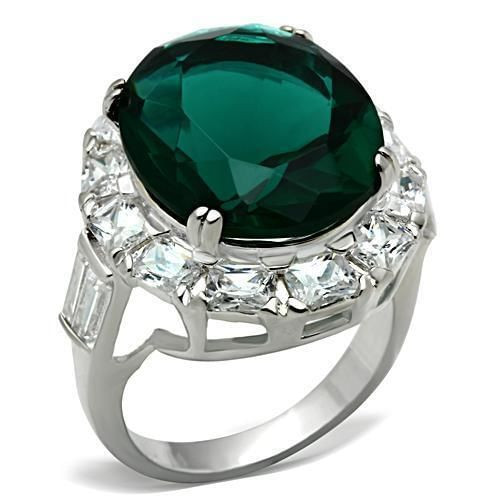SS007 - Silver 925 Sterling Silver Ring with Synthetic Synthetic Glass in Blue Zircon A874-SS007