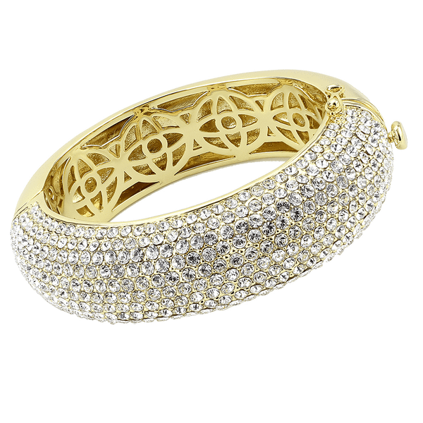 LO4301 - Flash Gold Brass Bangle with Top Grade Crystal  in Clear A874-LO4301