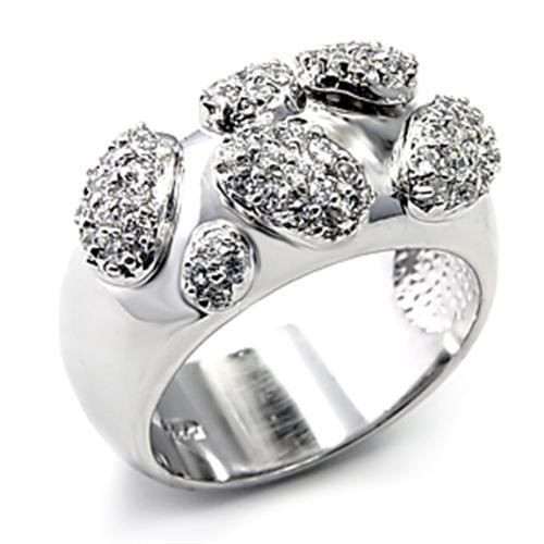 7X228 - Rhodium 925 Sterling Silver Ring with AAA Grade CZ  in Clear A874-7X228