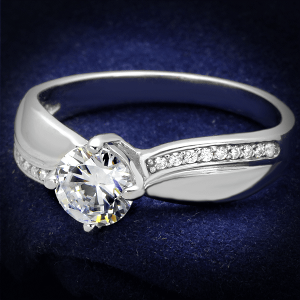 TS264 - Rhodium 925 Sterling Silver Ring with AAA Grade CZ  in Clear A874-TS264