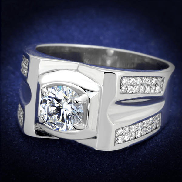 TS385 - Rhodium 925 Sterling Silver Ring with AAA Grade CZ  in Clear A874-TS385